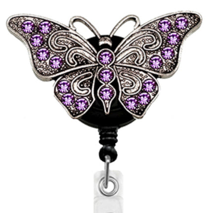 Purple Butterfly ID Badge Reel