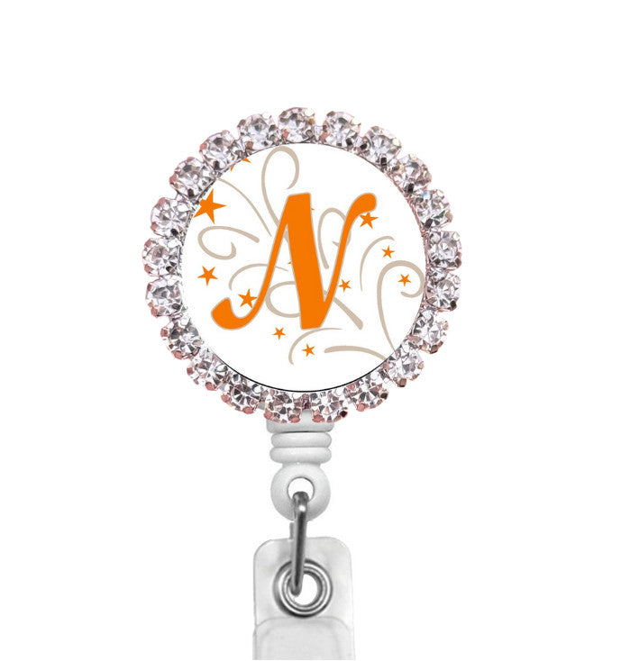 Sparkles Initial N2 ID Badge Reel