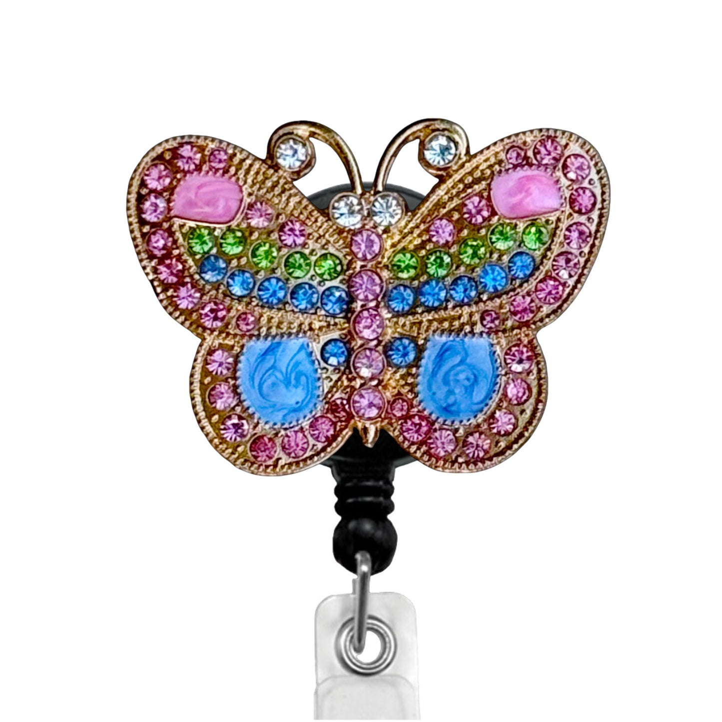 Pink Butterfly ID Badge Reel