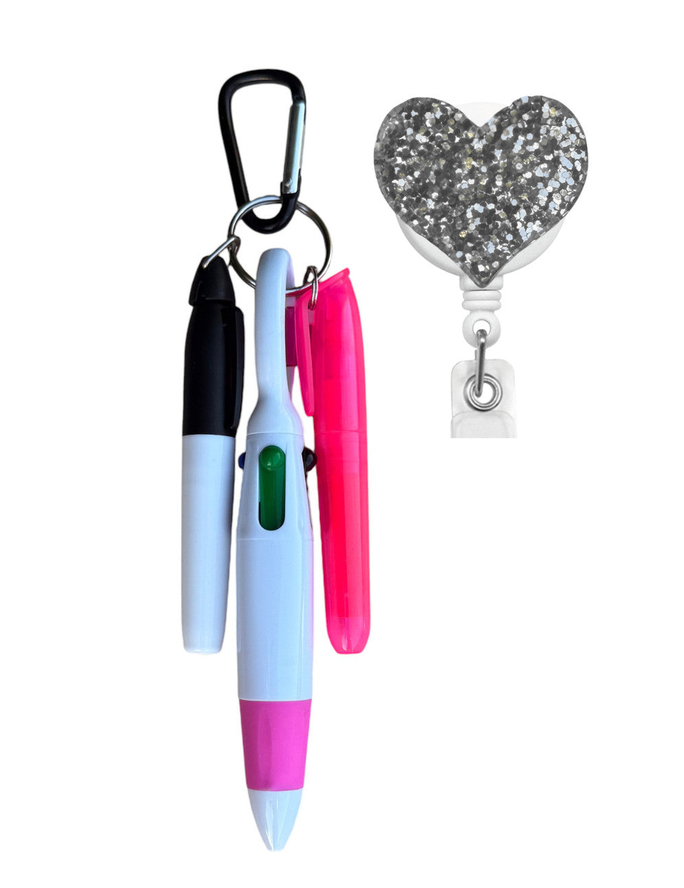 Pen Set with Silver Heart Badge