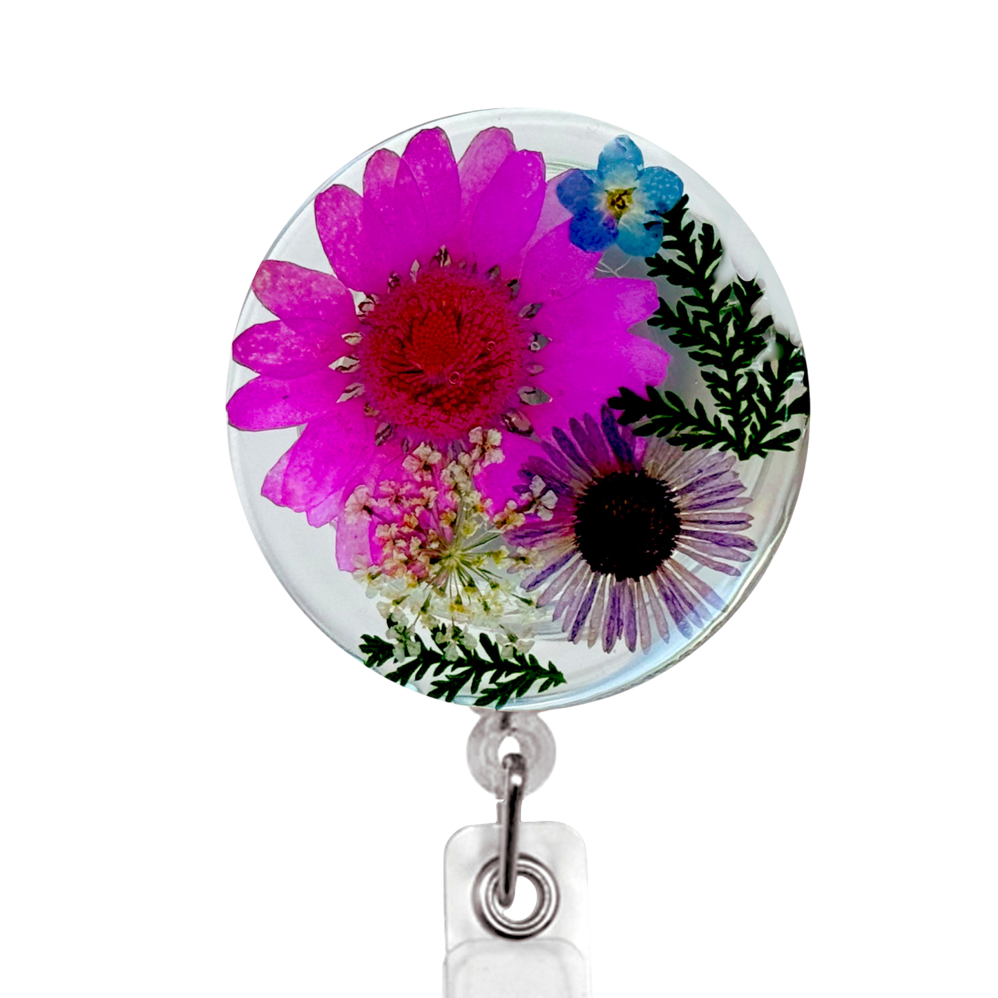 Floral Round ID Badge Reel
