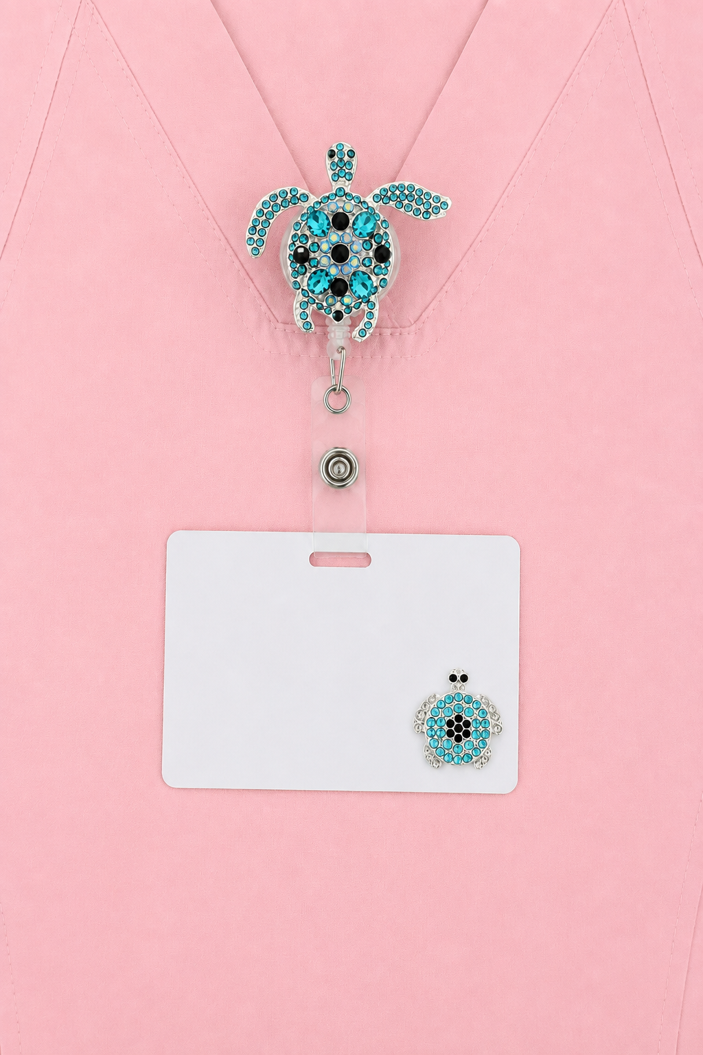 Silver Blue Sea Turtle ID Badge Reel