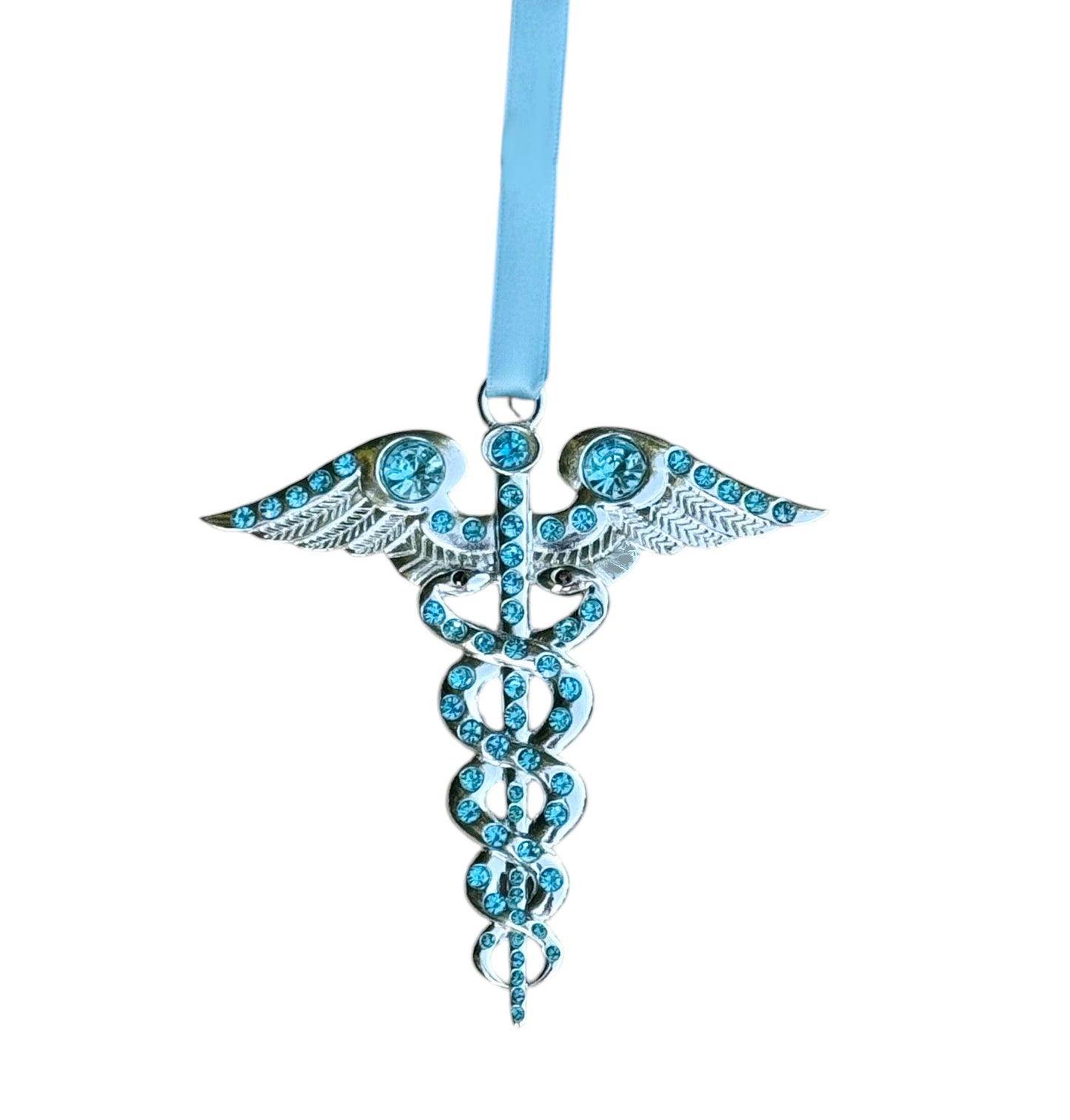 Christmas Ornament Blue Caduceus