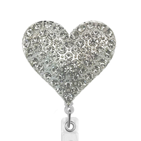 Clear Rhinestone Heart ID Badge Reel