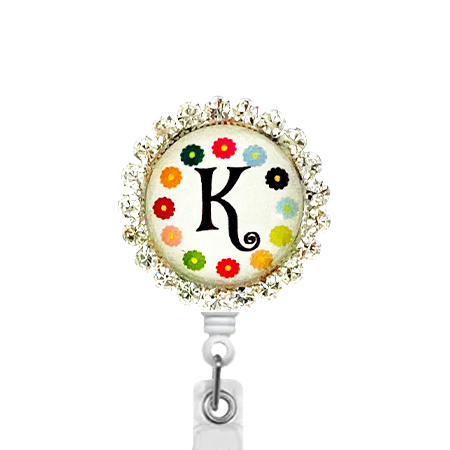 Sparkles Initial K1 ID Badge Reel