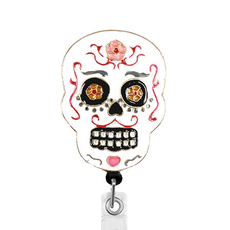 Sugar Skull ID Badge Reel