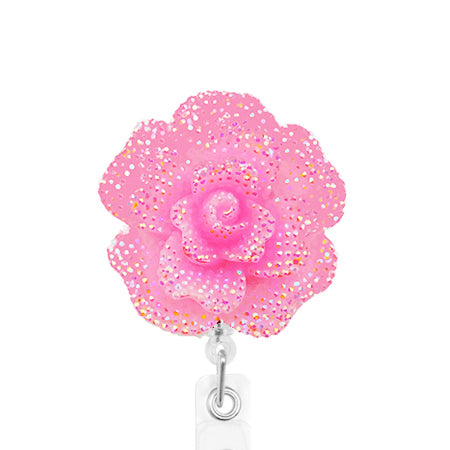 Pink Rose ID Badge Reel - SassyBadge