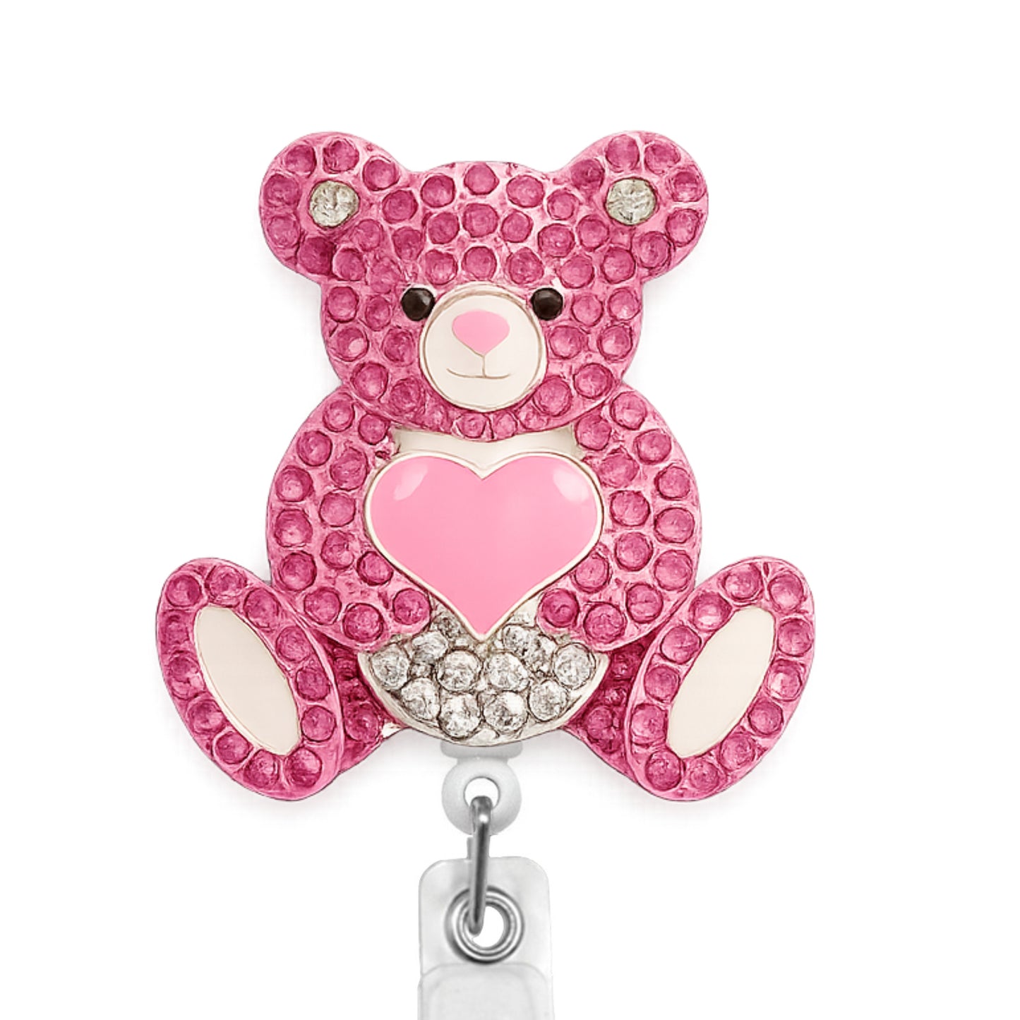 Pink Teddy Bear ID Badge Reel