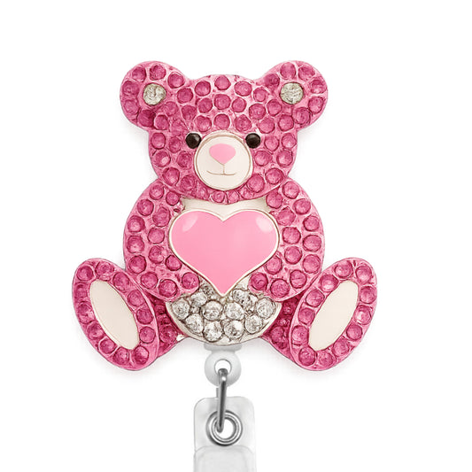 Pink Teddy Bear ID Badge Reel