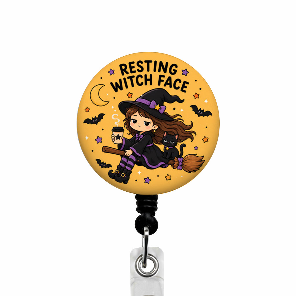 Resting Witch Face ID Badge Reel