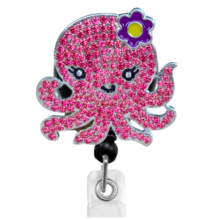Pink Lady Octopus ID Badge Reel