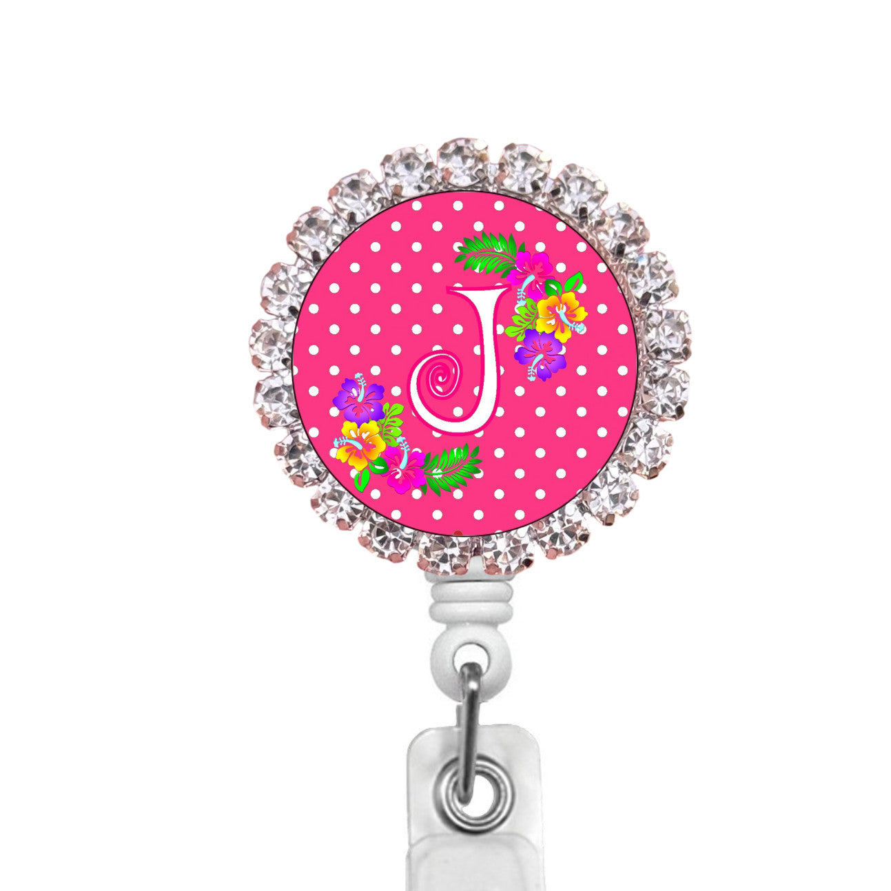 Sparkles Initial J1 ID Badge Reel
