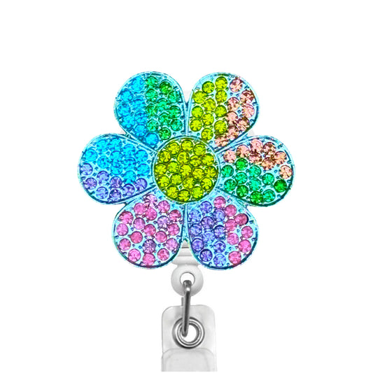 Rainbow Flower ID Badge Reel