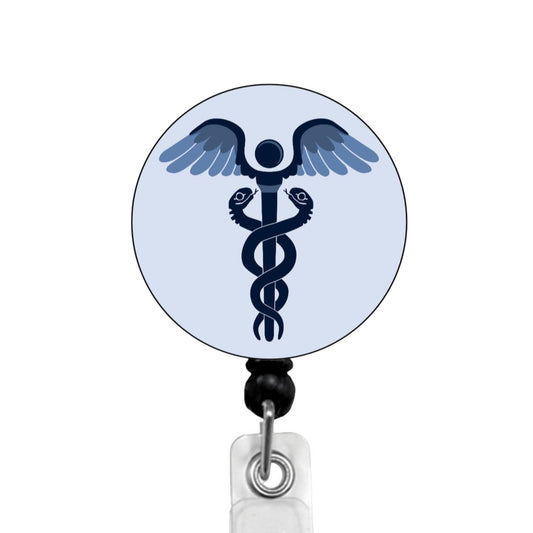 Whimsicals Blue Caduceus ID Badge Reel