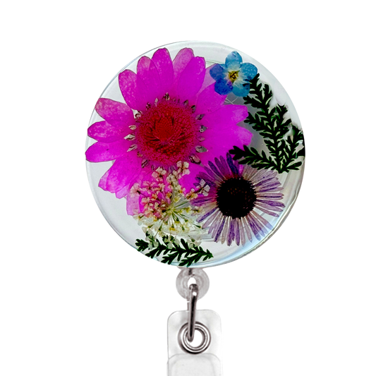 Floral Round ID Badge Reel