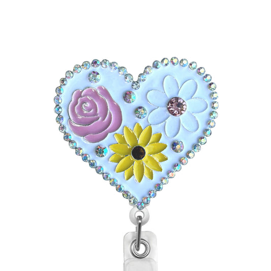 Floral Heart ID Badge Reel