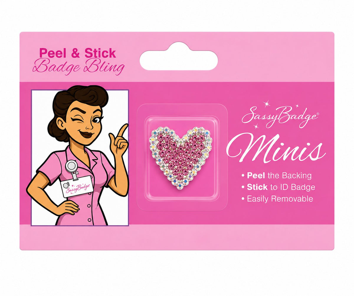 Pink Rhinestone Heart ID Badge Reel