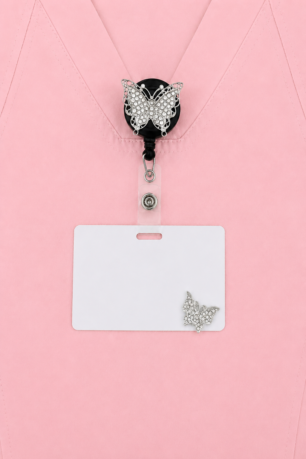 Silver Butterfly ID Badge Reel