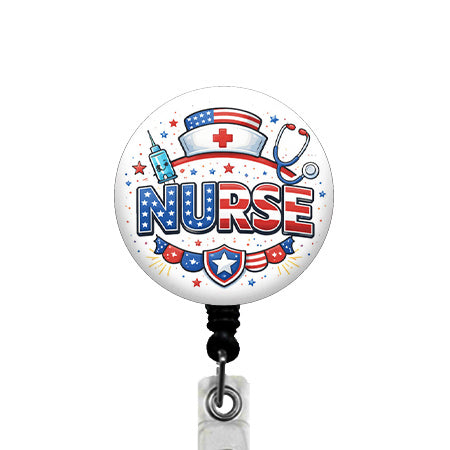 Patriotic Nurse ID Badge Reel