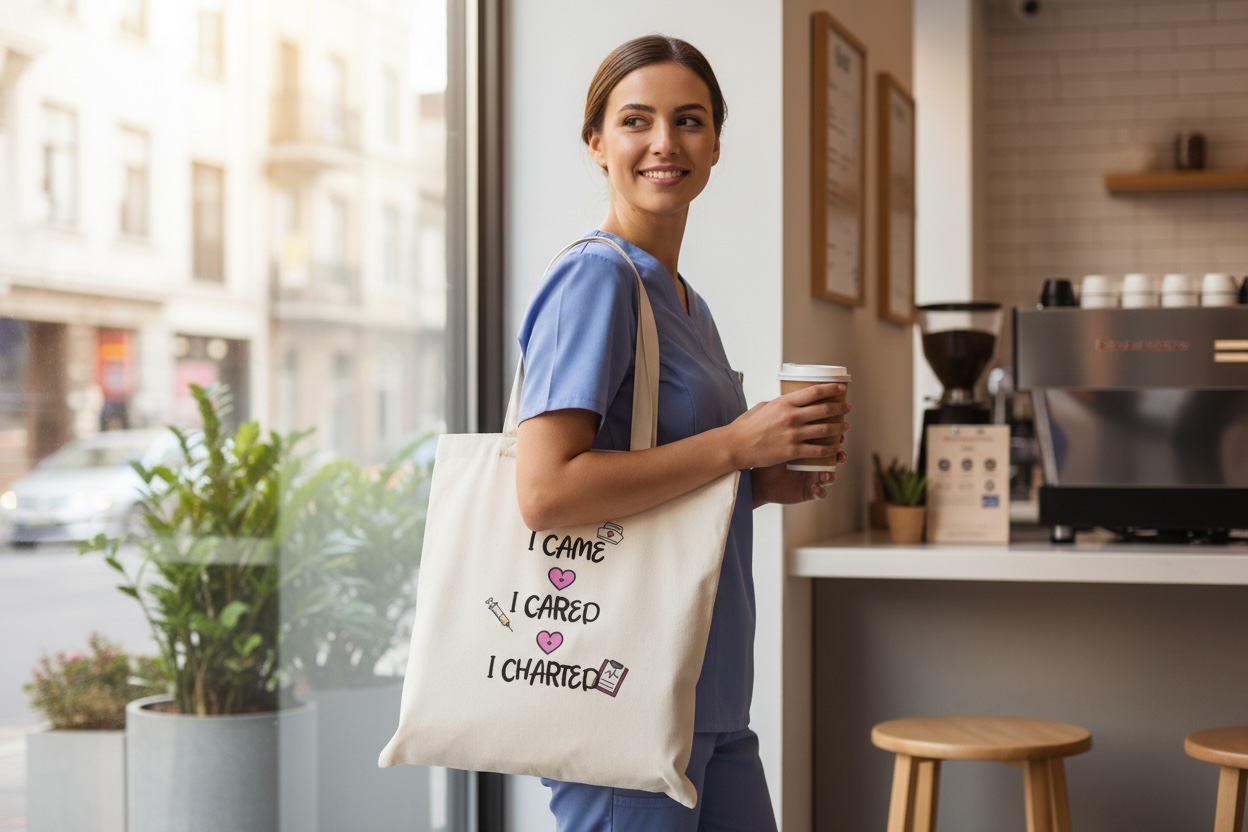 I Came I Cared I Charted Tote Bag
