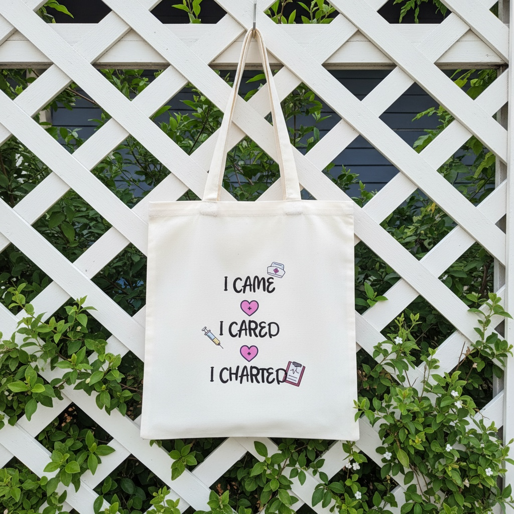 I Came I Cared I Charted Tote Bag