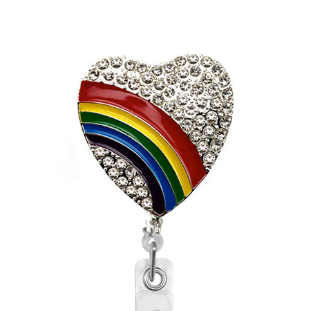 Rainbow Heart ID Badge Reel