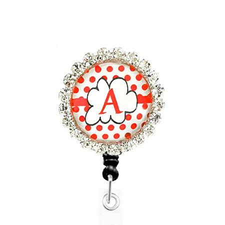 Sparkles Initial A1 ID Badge Reel