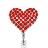 Red Rhinestone Heart ID Badge Reel