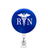 Medical Symbol Blue RN ID Badge Reel