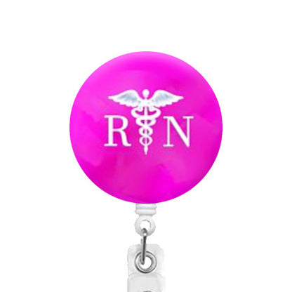 Medical Symbol Pink RN ID Badge Reel