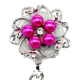 Dainty Pearl Pink Flower ID Badge Reel - SassyBadge